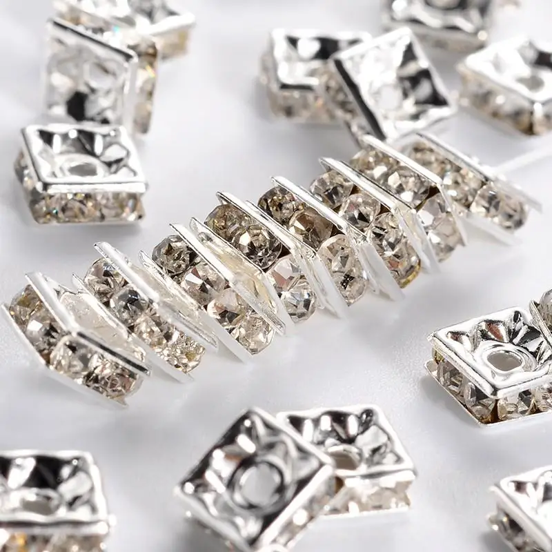Brass Rhinestone Spacer Beads, Grade A, Square, Nickel Free, White, Metal Color, Size: about 6mmx6mmx3mm, hole: 1mm
Brass Rhinestone Spacer Beads, Grade A, Square, Nickel Free, White, Metal Color, Size: about 6mmx6mmx3mm, hole: 1mm