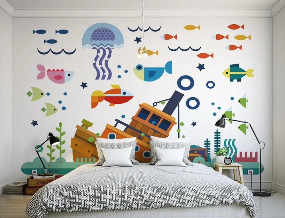 Custom Mediterranean style cartoon underwater world murals papel de parede, living room sofa TV wall Theme Room wallpaper
Custom Mediterranean style cartoon underwater world murals papel de parede, living room sofa TV wall Theme Room wallpaper