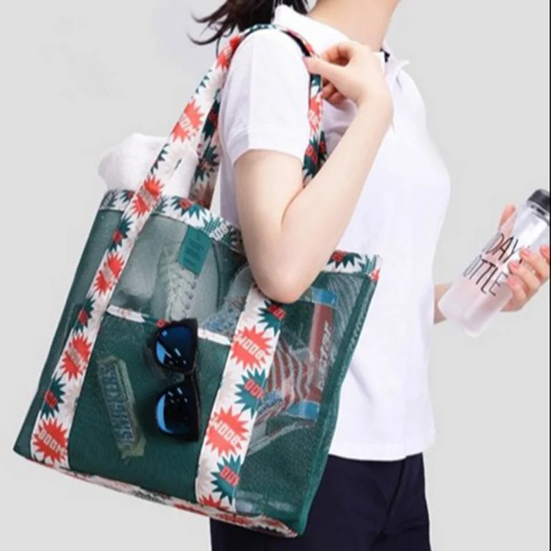 Large Capacity Mesh Transparent Beach Bags Women Fashion Shoulder Bag Printing Fashion Tote Bags Travel Organizer Women Bag
Large Capacity Mesh Transparent Beach Bags Women Fashion Shoulder Bag Printing Fashion Tote Bags Travel Organizer Women Bag