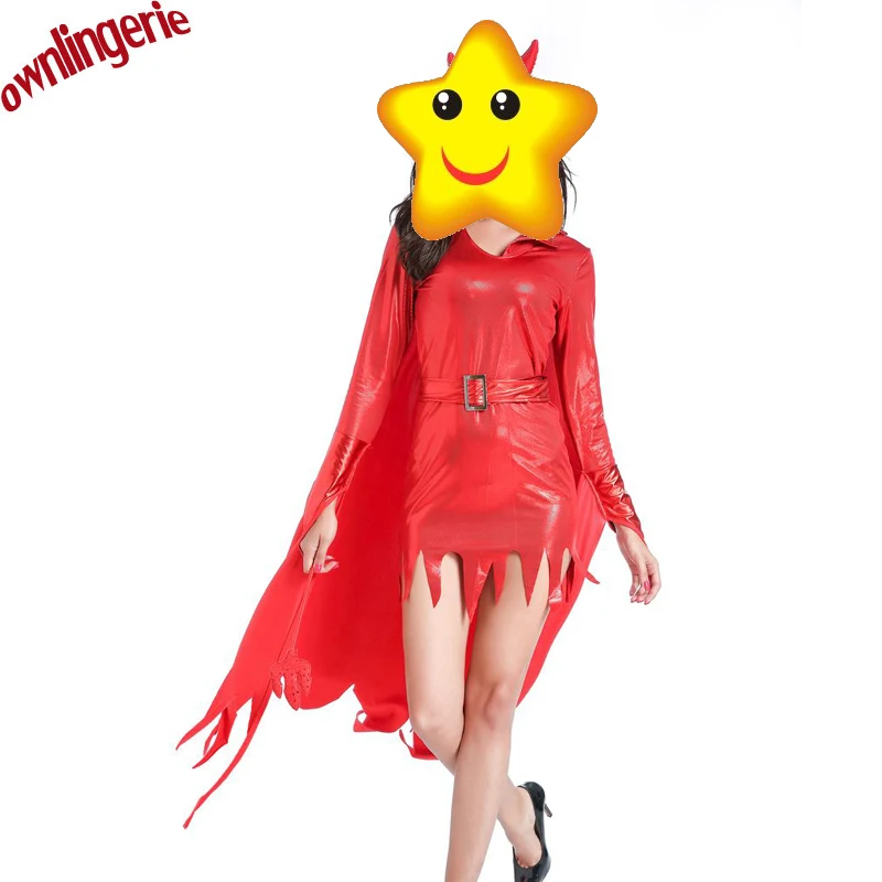 Halloween Costumes Adult Hell irregular Hooded Evil Red Demon Devil Costume Uniform Robe Fancy Cosplay costume for women
Halloween Costumes Adult Hell irregular Hooded Evil Red Demon Devil Costume Uniform Robe Fancy Cosplay costume for women