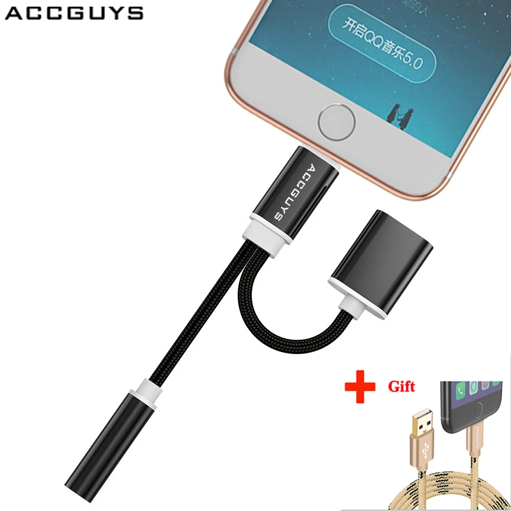 ACCGUYS 2 в 1 зарядный аудио адаптер для iPhone 7 8 Plus X наушники музыкальный конвертер