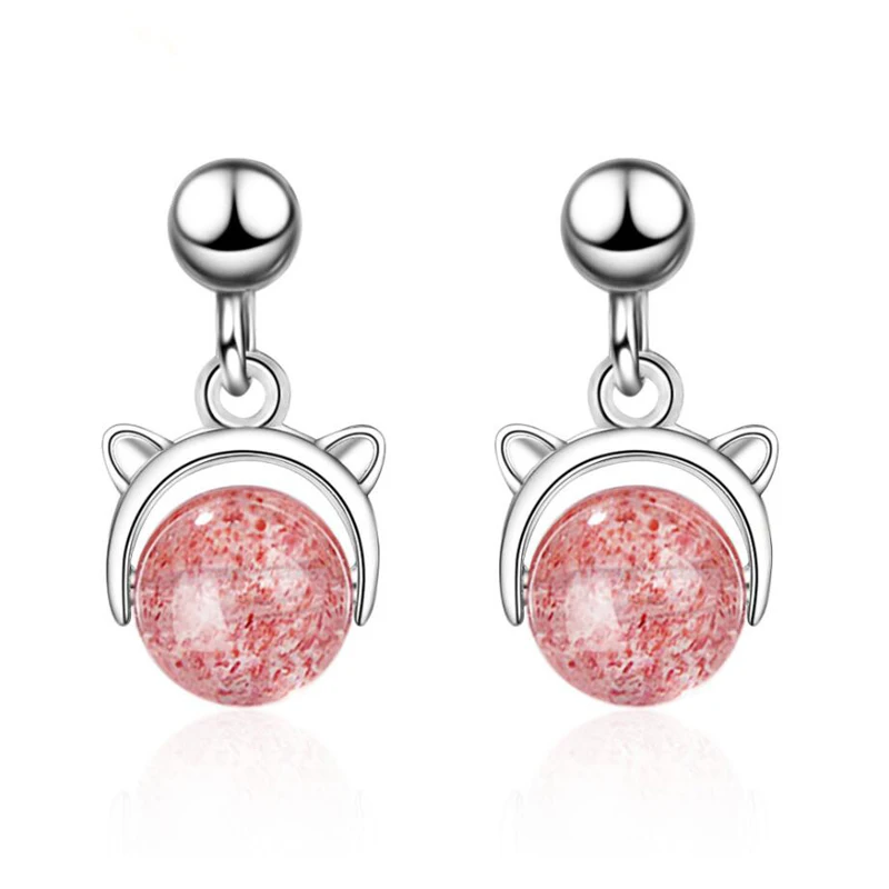 KOFSAC Fashion 925 Pure Silver Stud Earrings For Women Exquisite Pink Strawberry Crystal Cute Cat Earring Ear Jewelry Girl Gifts
KOFSAC Fashion 925 Pure Silver Stud Earrings For Women Exquisite Pink Strawberry Crystal Cute Cat Earring Ear Jewelry Girl Gifts