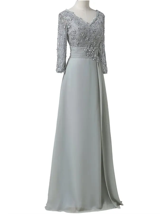 2022 Sliver Lace Mother of the bride Groom Plus size With Long Sleeves Sequin V neck Chiffon Ruched Formal Evening Gowns
2022 Sliver Lace Mother of the bride Groom Plus size With Long Sleeves Sequin V neck Chiffon Ruched Formal Evening Gowns