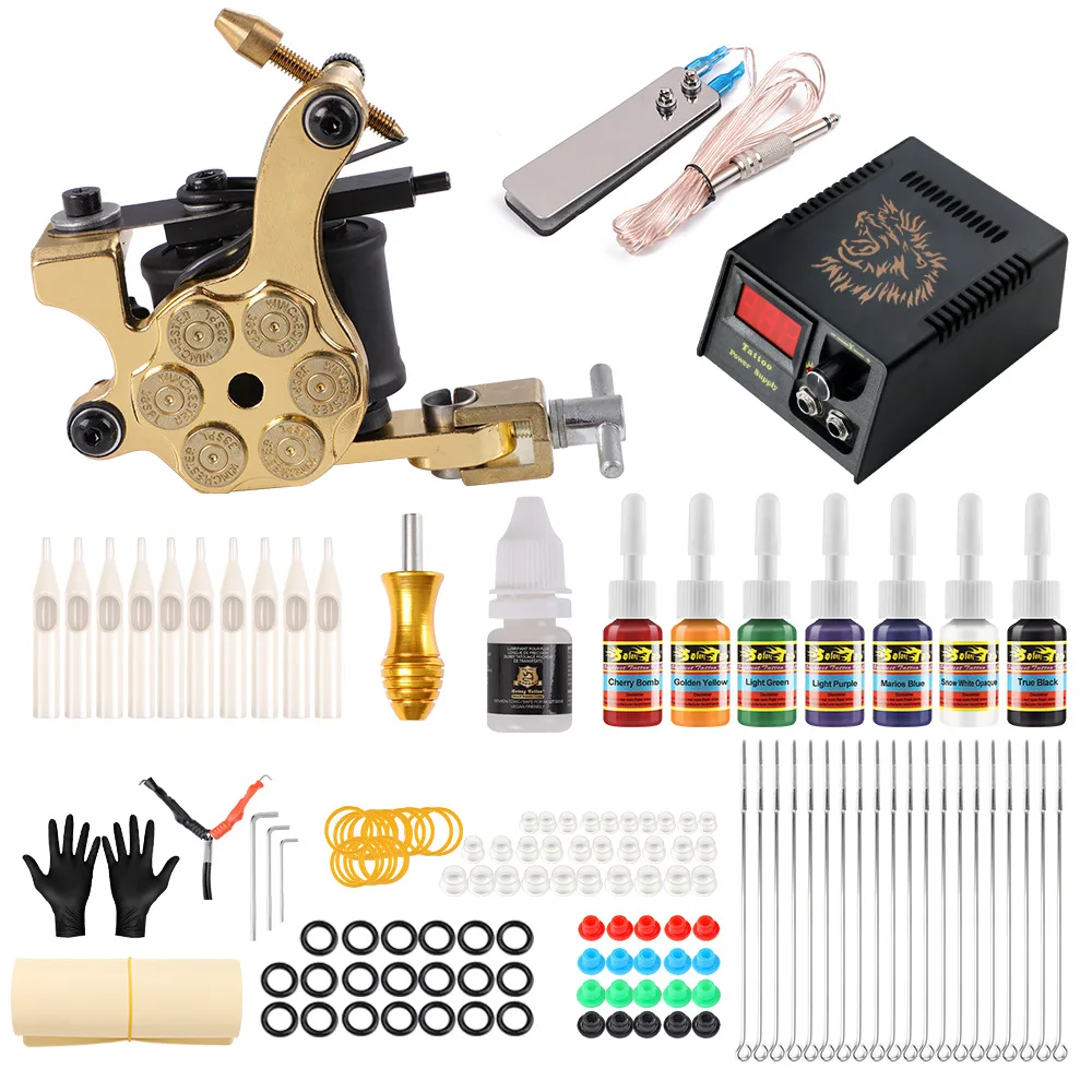 Complete Professional Tattoo Machine Kit Sets coil machine secant fog machine 7 Color Inks Power Supply Needles Grip Tip Set
Complete Professional Tattoo Machine Kit Sets coil machine secant fog machine 7 Color Inks Power Supply Needles Grip Tip Set