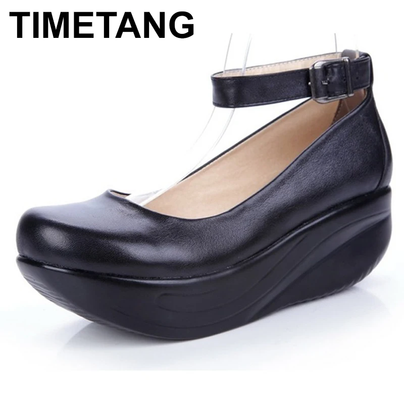 TIMETANG New Women's Genuine Leather Platform Shoes Wedges Black Lady Casual Shoes Swing High Heels shoe Plus Size 34-43
TIMETANG New Women's Genuine Leather Platform Shoes Wedges Black Lady Casual Shoes Swing High Heels shoe Plus Size 34-43