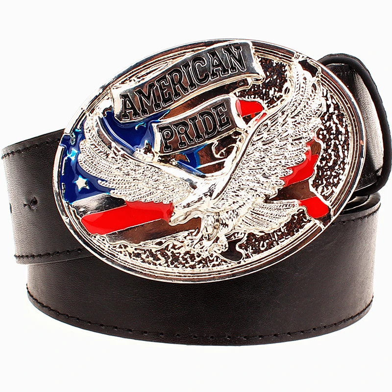 Fashion men's leather belt bald eagle pattern American pride male belt metal buckle flying eagle casual belts gift for man
Fashion men's leather belt bald eagle pattern American pride male belt metal buckle flying eagle casual belts gift for man