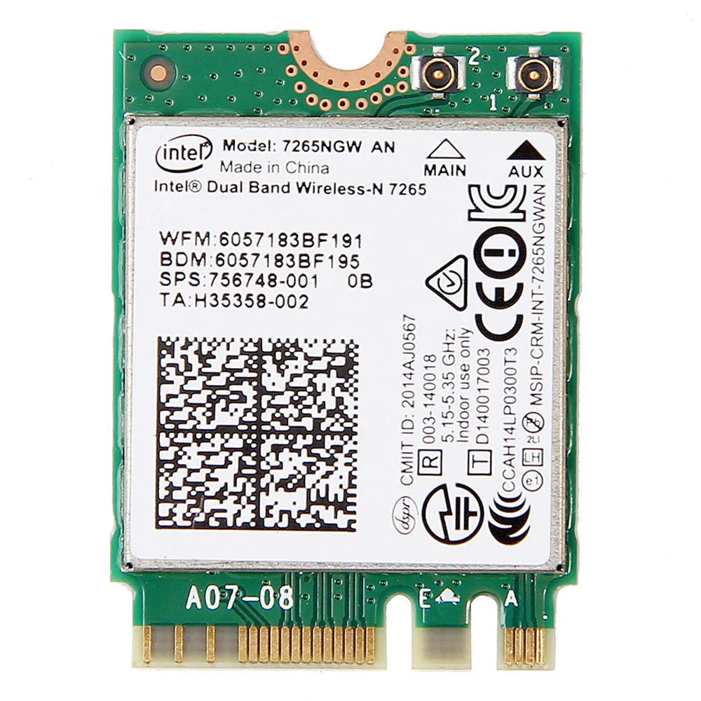 Intel 7265 intel Wireless AC 7265 7265NGW NGFF 7265ac ac7265 Dual Band for HP 756748-001 867M Wifi Network card
Intel 7265 intel Wireless AC 7265 7265NGW NGFF 7265ac ac7265 Dual Band for HP 756748-001 867M Wifi Network card