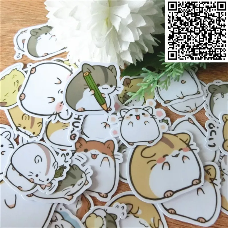 40 pcs Sprout hamster expression Diy Sticker For Skateboard Luggage Phone Styling Home Toy cartoon Waterproof Stickers | Дом и сад