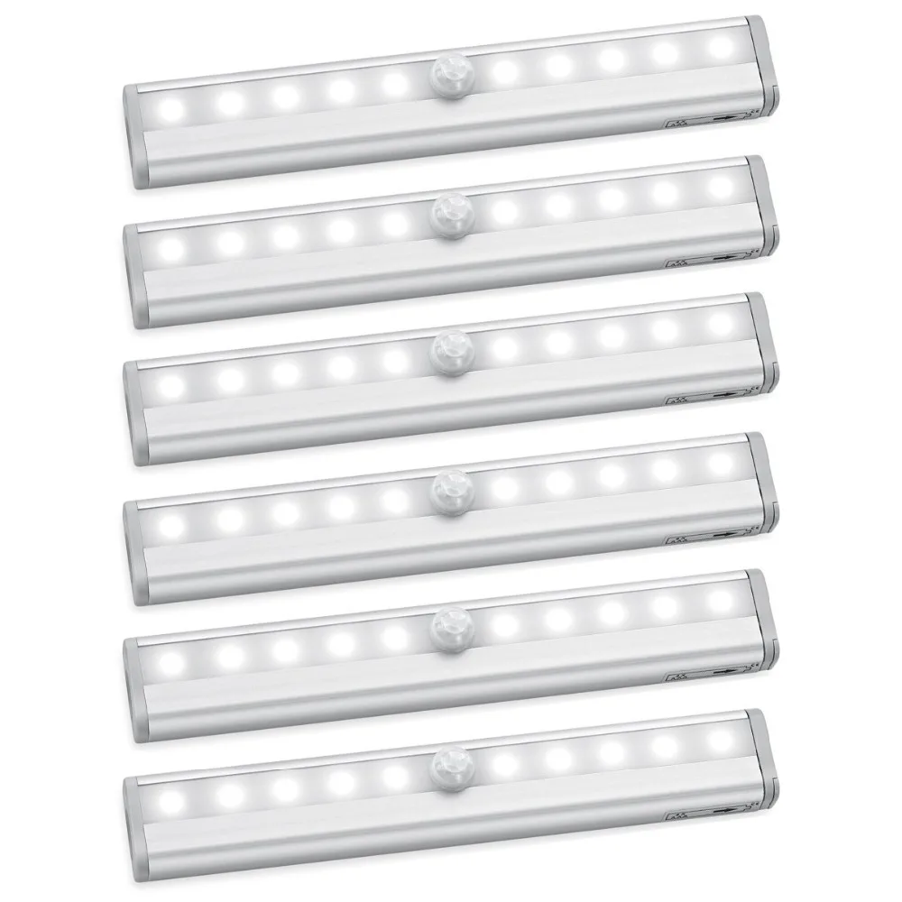 Motion Sensor Closet Lights,Stick-on Anywhere Portable 10-LED Wireless Cabinet Night/Stairs/Step Light Bar(6 PACKS)
Motion Sensor Closet Lights,Stick-on Anywhere Portable 10-LED Wireless Cabinet Night/Stairs/Step Light Bar(6 PACKS)