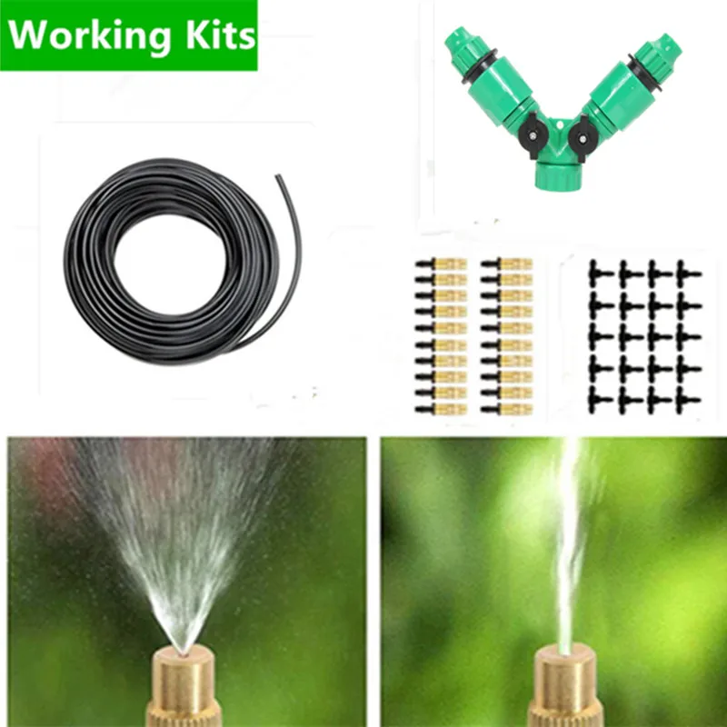 30m Brass Adjustable Misting Sprinkler Set With Splitter Micro Drip Irrigation Plant Self Watering Garden Water Kits BD01
30m Brass Adjustable Misting Sprinkler Set With Splitter Micro Drip Irrigation Plant Self Watering Garden Water Kits BD01
