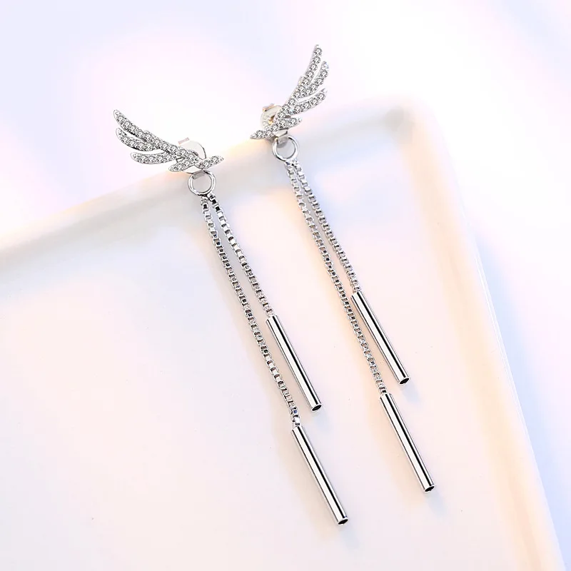 925 sterling silver fashion angel wings shiny crystal female tassels stud earrings jewelry women birthday gift anti allergy
925 sterling silver fashion angel wings shiny crystal female tassels stud earrings jewelry women birthday gift anti allergy