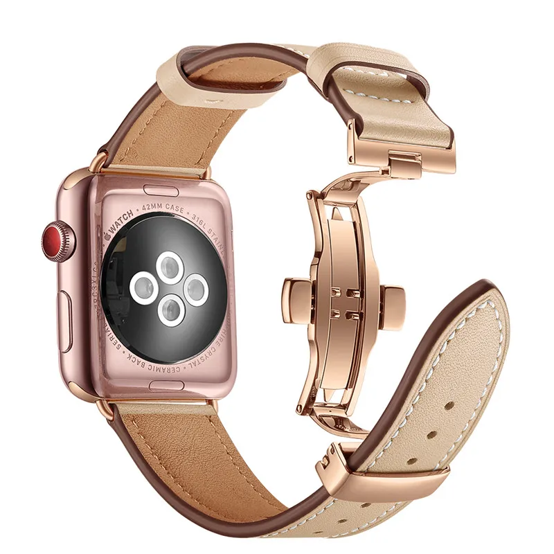 Ремешок кожаный для Apple Watch Band 38 мм 42 модный сменный Браслет часов с