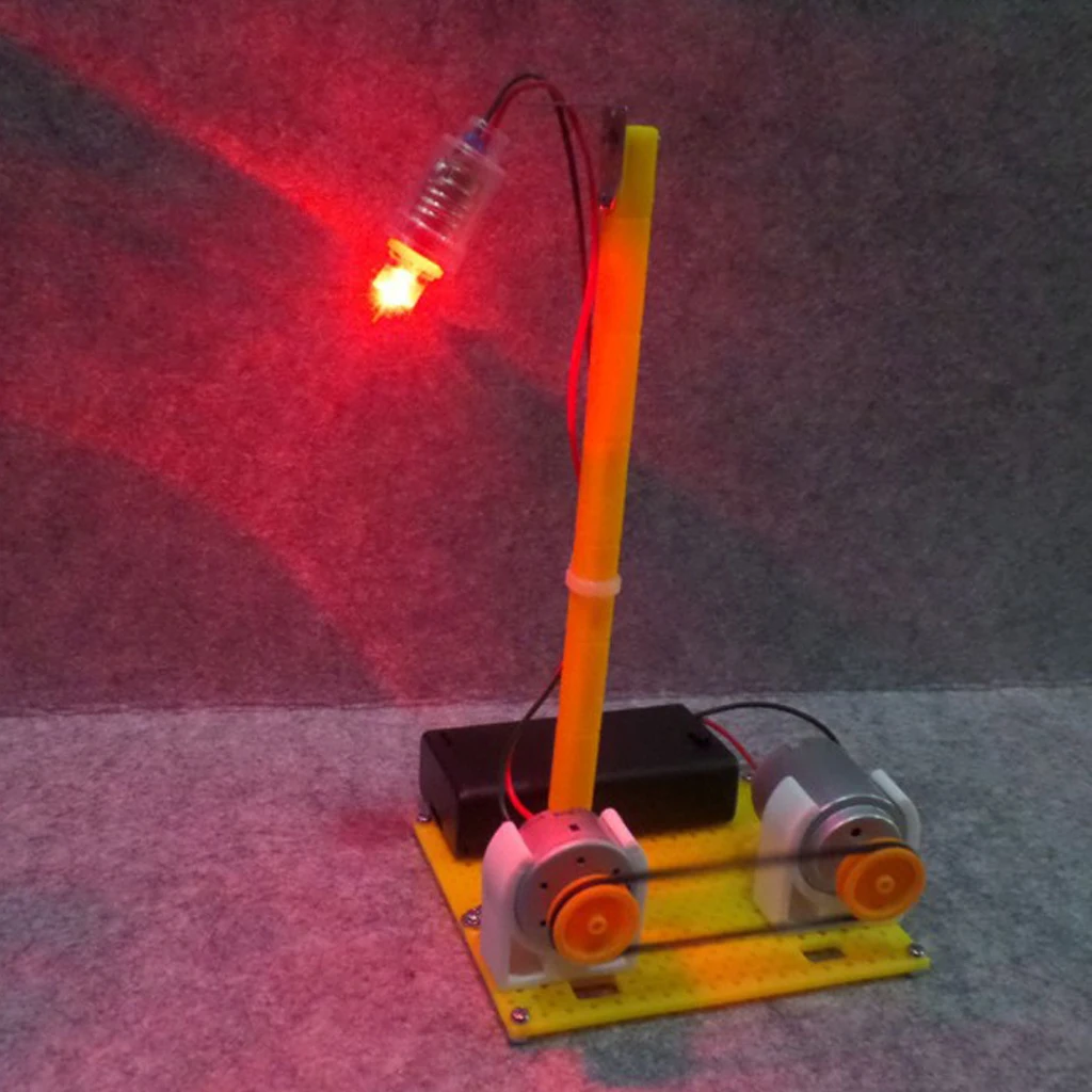 Micro Electricity Power Generator LED Motor Table Lamp Kids Assemble Toy | Лампы и освещение
