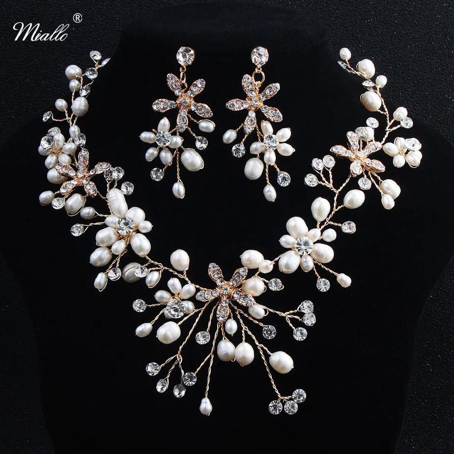 Miallo Freshwater Pearls Necklace Earrings Sets Handmade Wedding Jewelry Accessories Bridal Crystal Jewellery Sets For Women
Miallo Freshwater Pearls Necklace Earrings Sets Handmade Wedding Jewelry Accessories Bridal Crystal Jewellery Sets For Women
