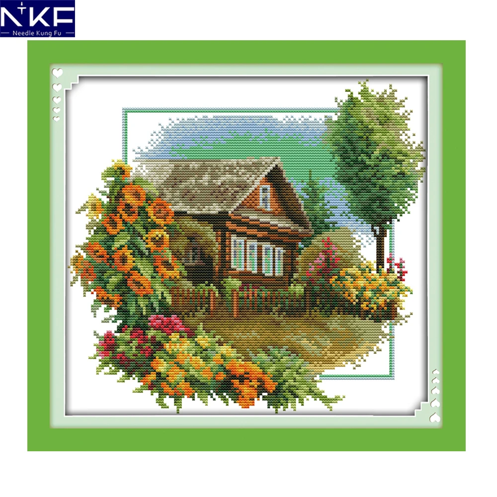 NKF House with Flowers Chinese Cross Stitch Pattern DIY Needlework Embroidery Scenery Cross Stitch for Home Decor
NKF House with Flowers Chinese Cross Stitch Pattern DIY Needlework Embroidery Scenery Cross Stitch for Home Decor