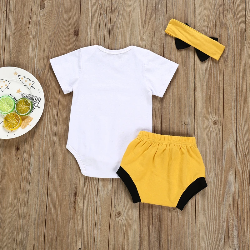 SOSOCOER Baby Girl Clothes Set Summer Little Sister Romper+Solid Shorts+Bow Headband 3pcs Infant Outfits Newborn Girls Costume
SOSOCOER Baby Girl Clothes Set Summer Little Sister Romper+Solid Shorts+Bow Headband 3pcs Infant Outfits Newborn Girls Costume
