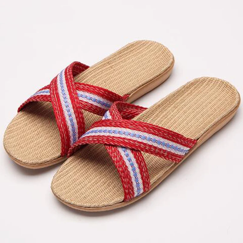 Women's Summer Flat Linen Sandals Indoor Comfortable Home Flax Slippers Beach Cross Striped Slippers Women Slides Flip Flops Hot
Women's Summer Flat Linen Sandals Indoor Comfortable Home Flax Slippers Beach Cross Striped Slippers Women Slides Flip Flops Hot