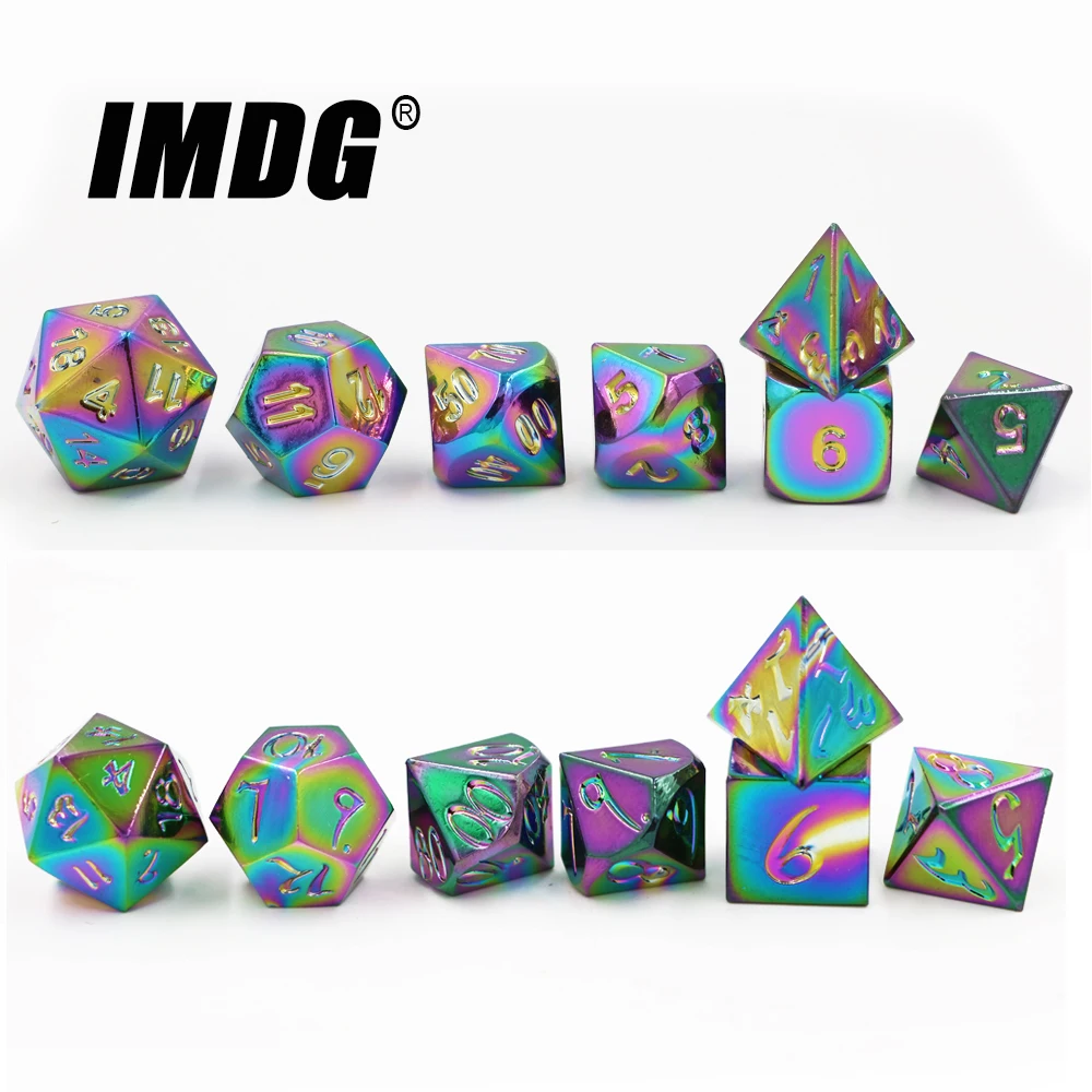IMDG 7pcs/set Creative RPG Game Dice Polyhedron Metal Dice DND Laser Colorful Digital Game Dice
IMDG 7pcs/set Creative RPG Game Dice Polyhedron Metal Dice DND Laser Colorful Digital Game Dice