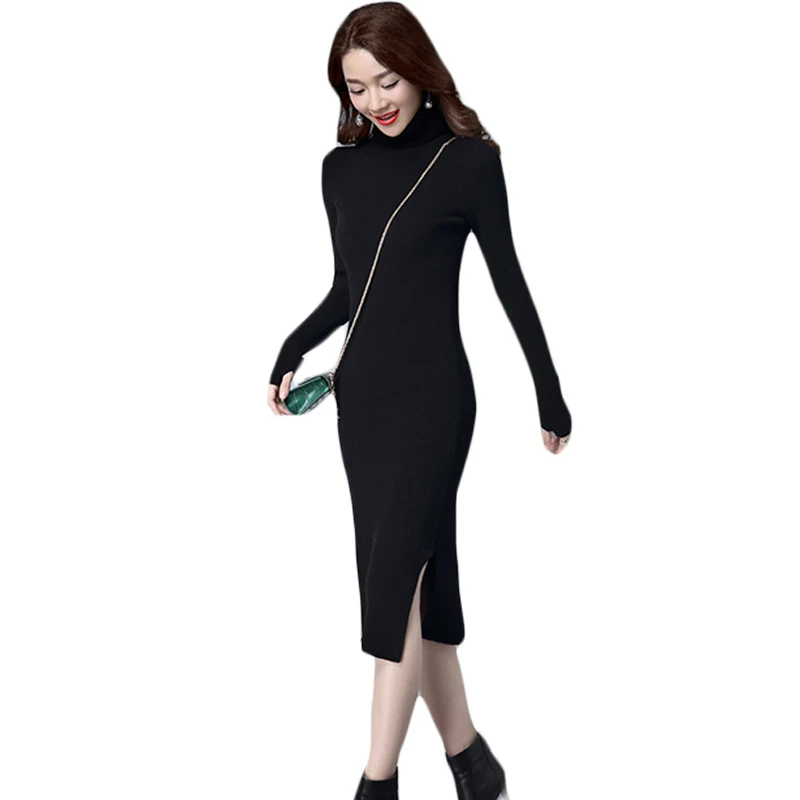 2018 New Autumn Winter Style Women Slim Side Slit Knee-length Knit Sweater Dress Fashion Women Bodycon Elegant Midi Dress XH612
2018 New Autumn Winter Style Women Slim Side Slit Knee-length Knit Sweater Dress Fashion Women Bodycon Elegant Midi Dress XH612