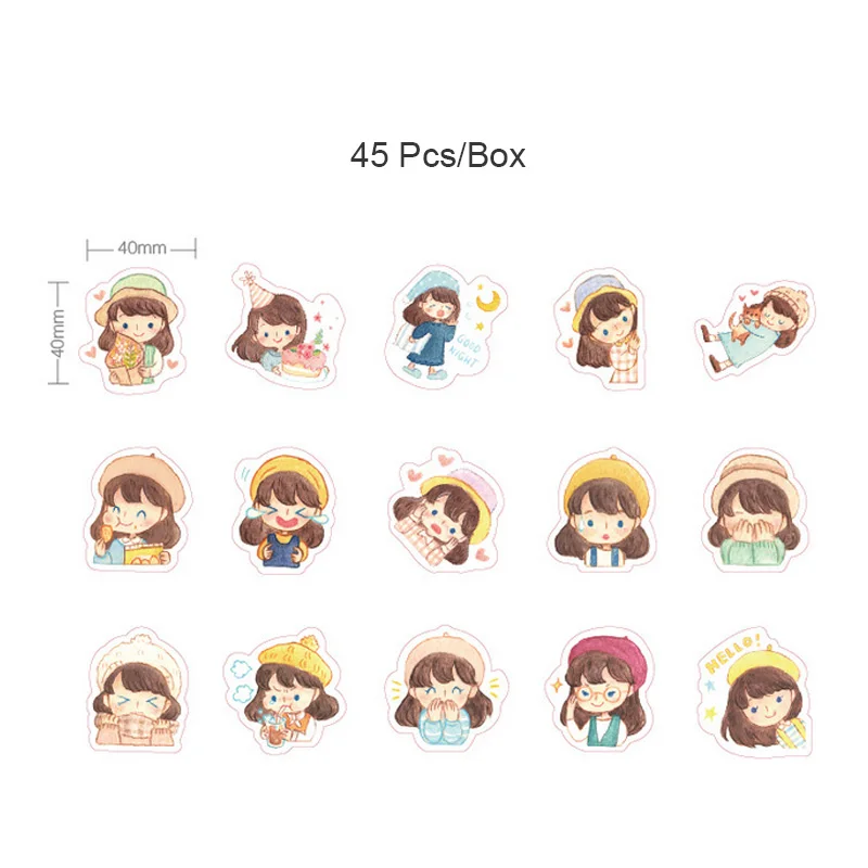 45 Pcs/box Cute Cartoon girl mini paper sticker package DIY diary decoration sticker album scrapbooking
45 Pcs/box Cute Cartoon girl mini paper sticker package DIY diary decoration sticker album scrapbooking