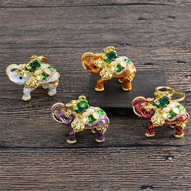 Эмалированный металлический брелок для ключей Lucky Elephant женский на кошелек сумка