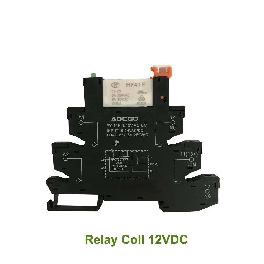 Тонкое реле на винтовой розетке со светодиодной и защитной схемой 12VDC/AC|slim relay|relay