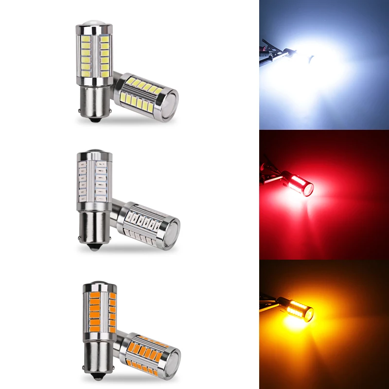 Две лампы высокого качества 1156 BA15S P21W smd красный белый Янтарный Автомобильные
