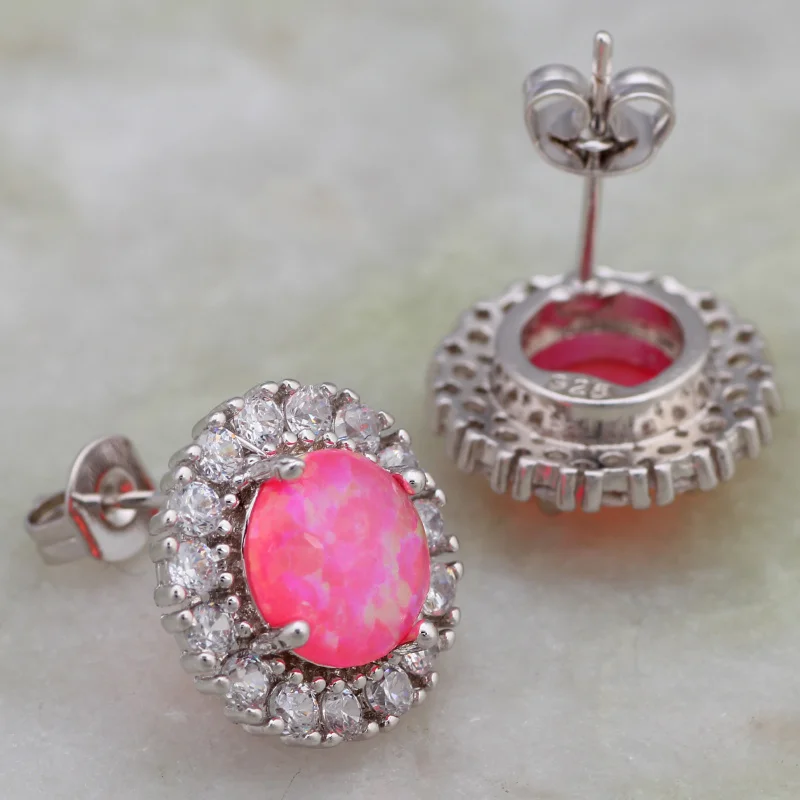 Fashion Bijoux Pink Fire Opal Stamp Silver Color Overlay Women's Stud Earrings Fashion Jewelry E355
Fashion Bijoux Pink Fire Opal Stamp Silver Color Overlay Women's Stud Earrings Fashion Jewelry E355