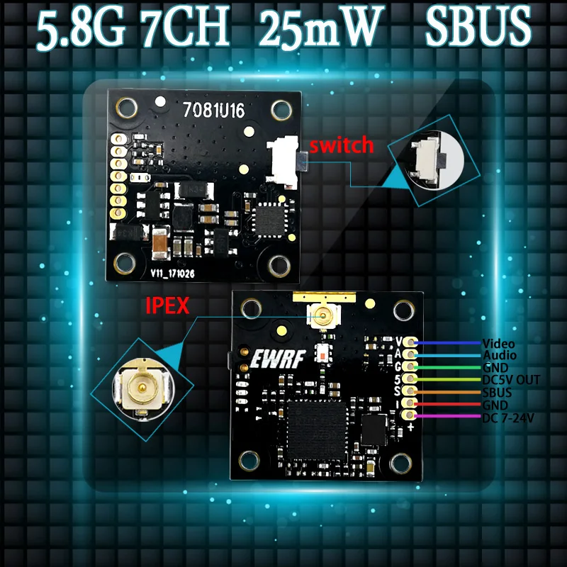 Edrf 7081U16 25 МВт 7CH мини видеопередатчик 1 5 г SBUS для FPV|sbus| |