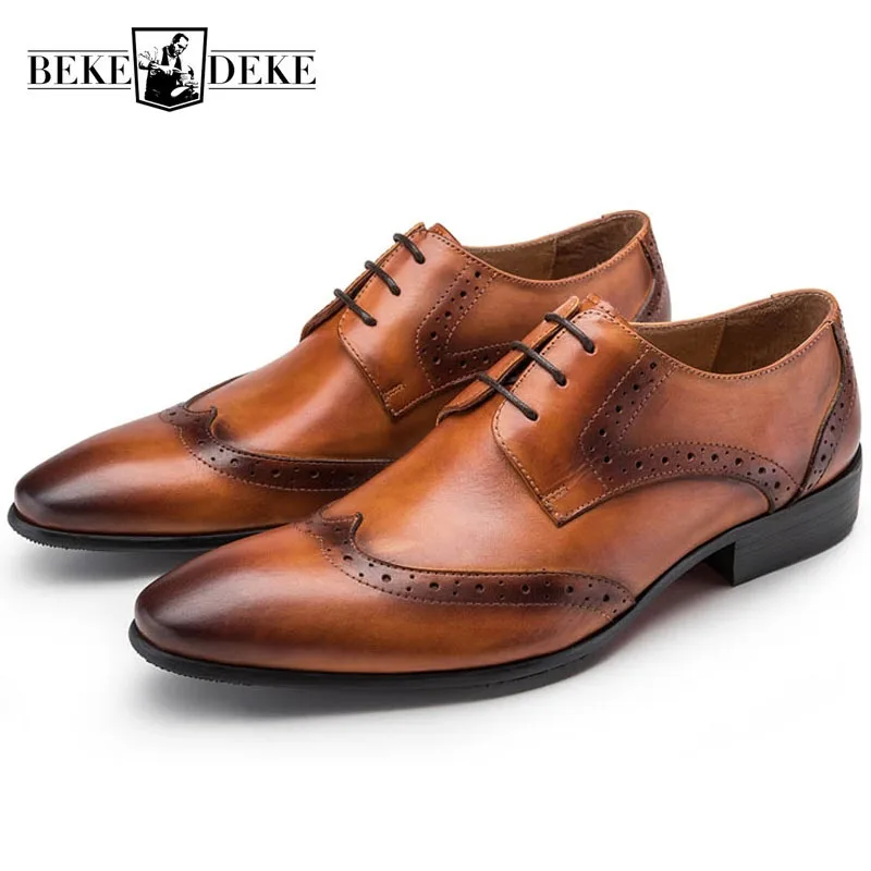 Wing Tip Brogue Shoes Men Fashion Lace Up Pointed Toe Genuine Leather Male Footwear Business Shoes Work Shoes Formal Shoes Solid
Wing Tip Brogue Shoes Men Fashion Lace Up Pointed Toe Genuine Leather Male Footwear Business Shoes Work Shoes Formal Shoes Solid