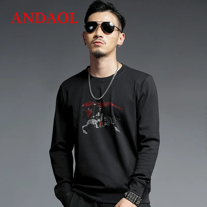 ANDAOL Men Harajuku Hoodies Sweatshirts Top Quality Slim Hot Drilling Print Long-Sleeved Cotton Hoody New O-Neck Pullover Coats
ANDAOL Men Harajuku Hoodies Sweatshirts Top Quality Slim Hot Drilling Print Long-Sleeved Cotton Hoody New O-Neck Pullover Coats
