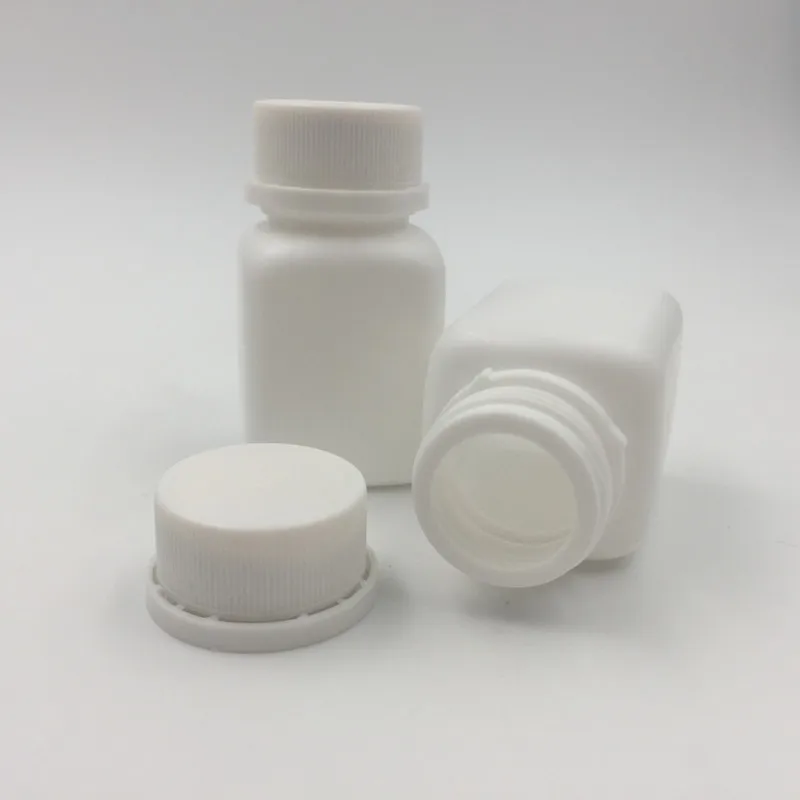 

600PCS/LOT 30ml 30cc plastic square HDPE white pills bottle medical container with tamper proof cap for medical