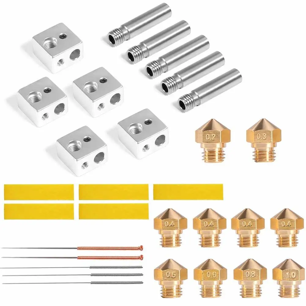MK10 Nozzle for 3D Printer 0.4mm Nozzle Cleaning Needles Aluminum Heater Block 1.75mm Extruder Throat Tube M7 Thread Heater Tape
MK10 Nozzle for 3D Printer 0.4mm Nozzle Cleaning Needles Aluminum Heater Block 1.75mm Extruder Throat Tube M7 Thread Heater Tape