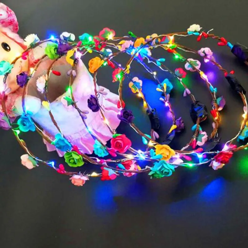 New LED Flashing Flower Headband Garland Artificial Wreath Women Girls Glow Headdress Halloween Glow Party Supplies
New LED Flashing Flower Headband Garland Artificial Wreath Women Girls Glow Headdress Halloween Glow Party Supplies