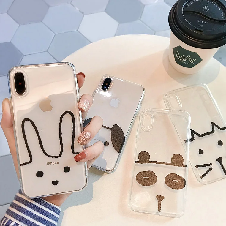 Для iphone 7 8 6 6s Чехол для X XS XR Plus чехол xs max 5 5s se прозрачный с рисунком кота собаки |