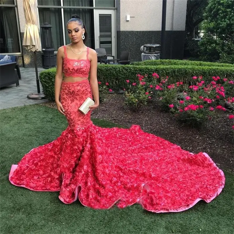 Two Piece Mermaid Prom Dresses 2019 New Lace Flowers Sweep Strain Spaghetti Sleeveless Formal Evening Dress Party Gowns
Two Piece Mermaid Prom Dresses 2019 New Lace Flowers Sweep Strain Spaghetti Sleeveless Formal Evening Dress Party Gowns