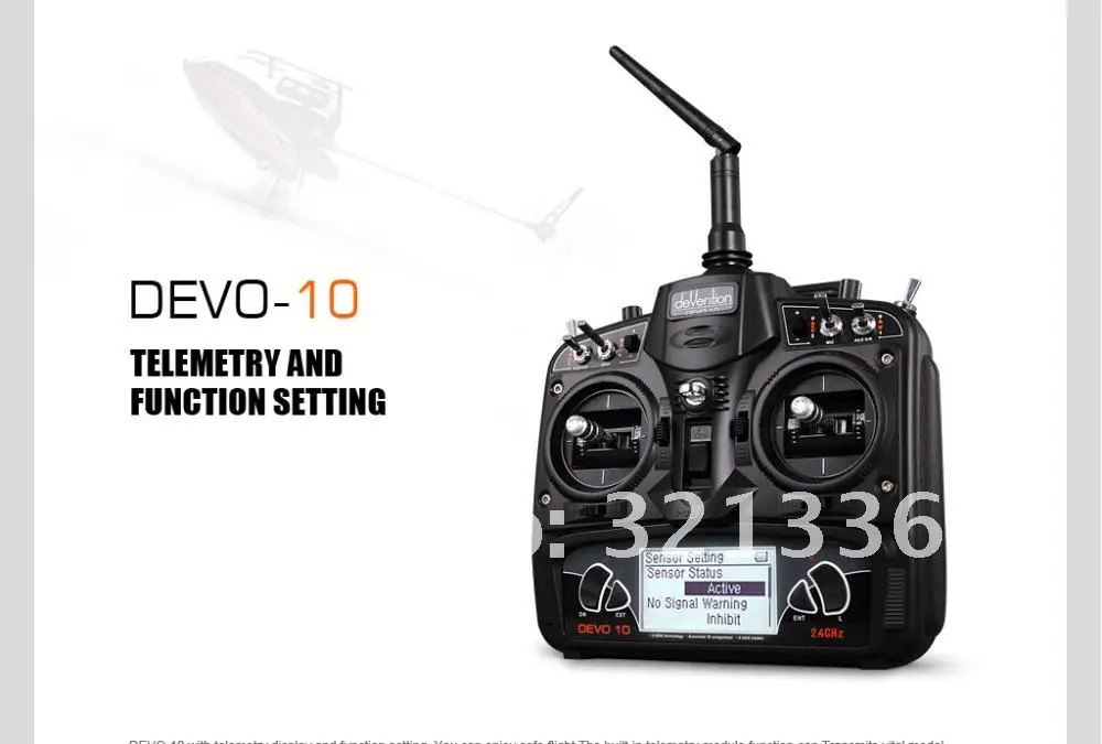 Walkera Devo10 White 10ch transmitter 2KM 2.4Ghz Telemetry Function Radio System + RX1002 Receiver
Walkera Devo10 White 10ch transmitter 2KM 2.4Ghz Telemetry Function Radio System + RX1002 Receiver
