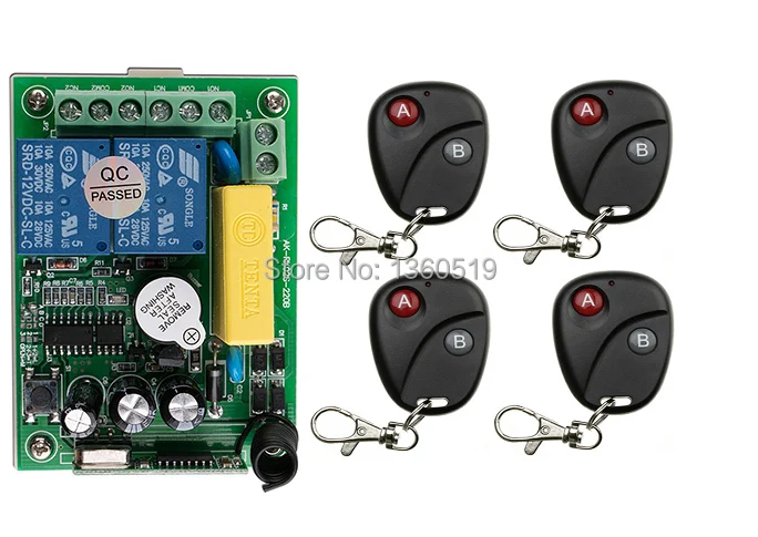 AC220V 2CH 2Channe Wireless Remote Control Switch System teleswitch 1*Receiver + 4*Transmitters for Appliances Gate Garage Door
AC220V 2CH 2Channe Wireless Remote Control Switch System teleswitch 1*Receiver + 4*Transmitters for Appliances Gate Garage Door