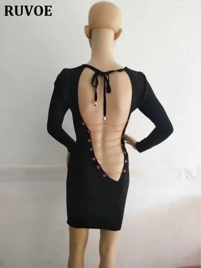 New Arrival Top Quality Autumn Black Round Neck Long Sleeves Backless Lace up Rayon Sexy Bandage Mini Dress Wholesale
New Arrival Top Quality Autumn Black Round Neck Long Sleeves Backless Lace up Rayon Sexy Bandage Mini Dress Wholesale