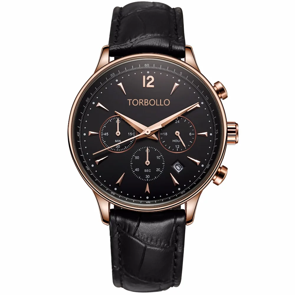 Fashion Genuine Leather Black Dial Chronograph Quartz Mens Wrist Watch 
Fashion Genuine Leather Black Dial Chronograph Quartz Mens Wrist Watch