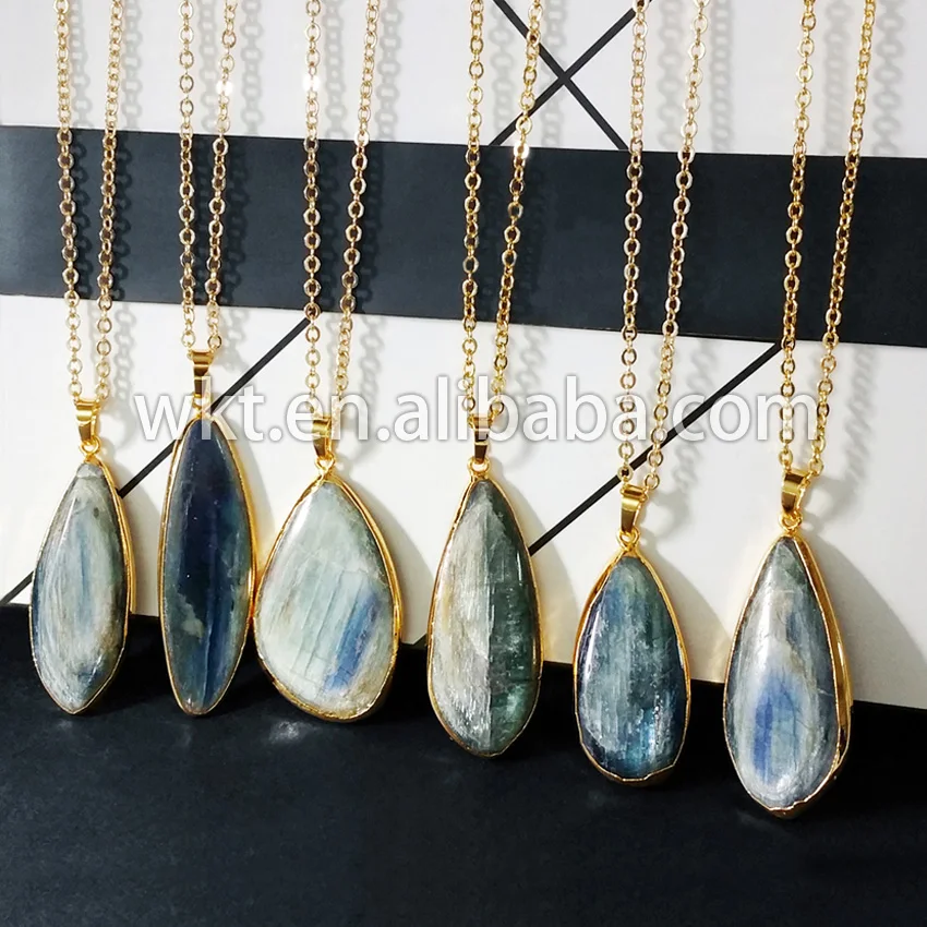 

Ожерелье из WT-N391 камня, ожерелье из грубого золотого камня, оптовая продажа, Натуральный Синий Кианит