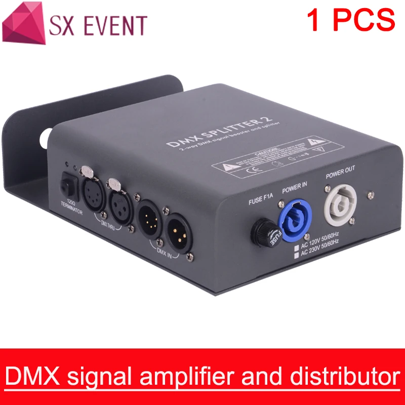 DMX signal amplifier and distributor 1 input to 2 outputs plus DMX Thru DMX Input: 3pin 5pin XLR In DMX Thru: 3pin 5pin XLR Out
DMX signal amplifier and distributor 1 input to 2 outputs plus DMX Thru DMX Input: 3pin 5pin XLR In DMX Thru: 3pin 5pin XLR Out