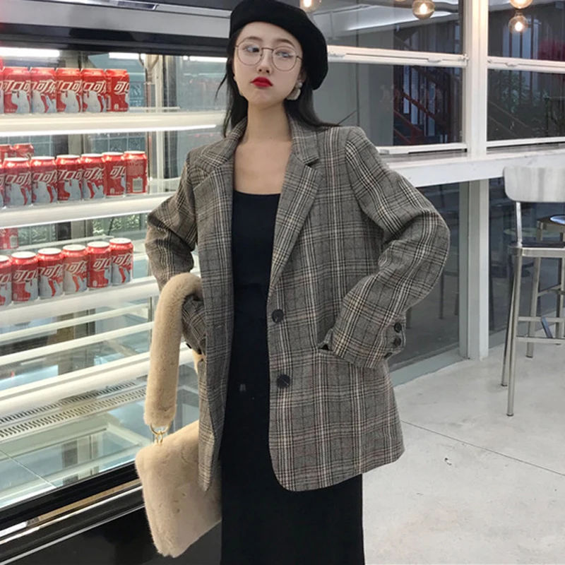 U-SWEAR Autumn Plaid Women Blazer Notched Collar Single Breasted Pockets Female Office Jacket Vintage Suit Outwear Blazer Femme
U-SWEAR Autumn Plaid Women Blazer Notched Collar Single Breasted Pockets Female Office Jacket Vintage Suit Outwear Blazer Femme