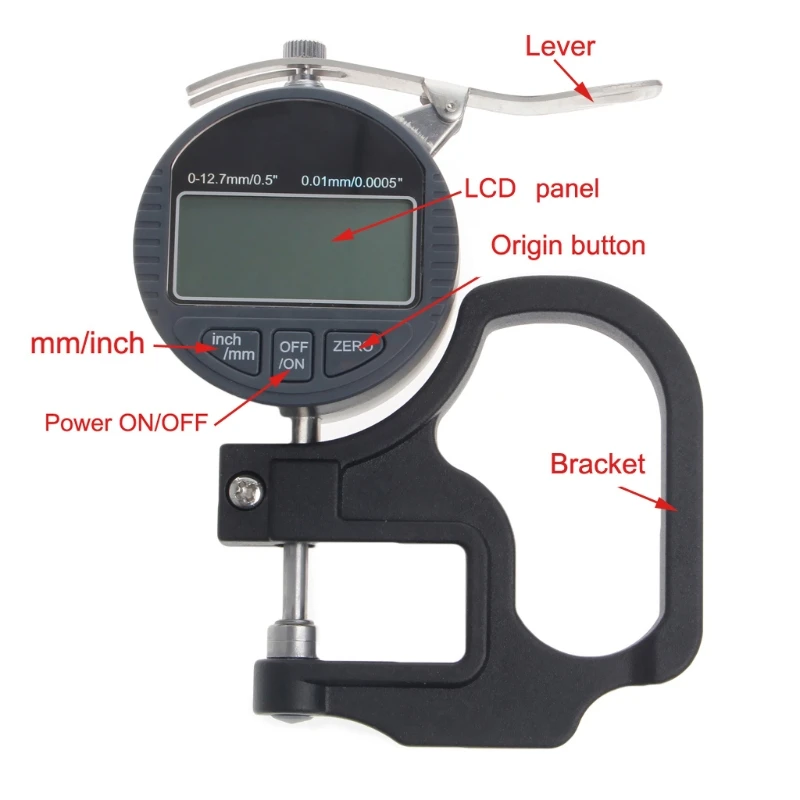 0-12.7mm Electronic Micrometer Digital Thickness Meter Gauge 0.01mm Depth Tester for Paper Film Leather Thickness Measuring Tool
0-12.7mm Electronic Micrometer Digital Thickness Meter Gauge 0.01mm Depth Tester for Paper Film Leather Thickness Measuring Tool