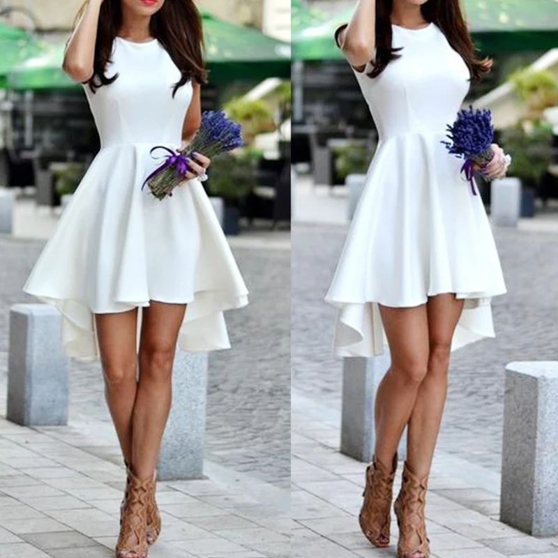 Adorable Gorgeous White High/Low Short Above Knee Sleeveless Satin O-Neck Formal Homecoming Prom Dresses Gowns
Adorable Gorgeous White High/Low Short Above Knee Sleeveless Satin O-Neck Formal Homecoming Prom Dresses Gowns