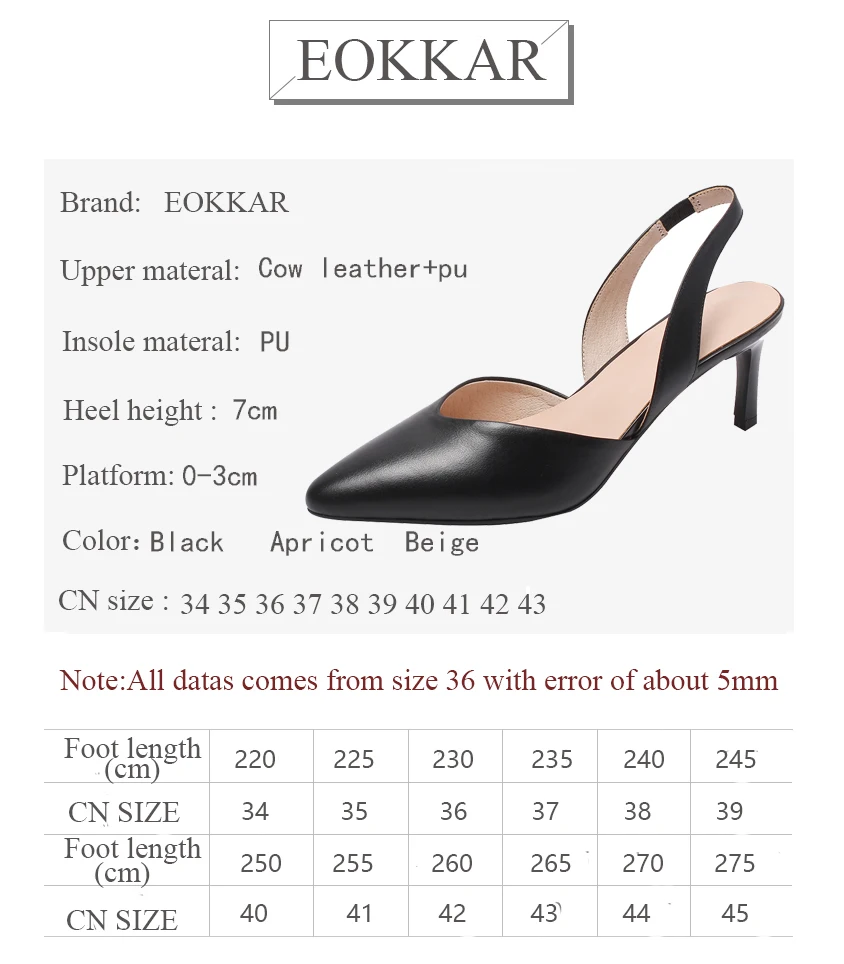 Eokkar 2019 Slingbacks Women High Heel Pumps Kitten Heel Pointed Toe Cow Leather PU Stiletto Beige Ladies Pumps Plus Size 34-43
Eokkar 2019 Slingbacks Women High Heel Pumps Kitten Heel Pointed Toe Cow Leather PU Stiletto Beige Ladies Pumps Plus Size 34-43