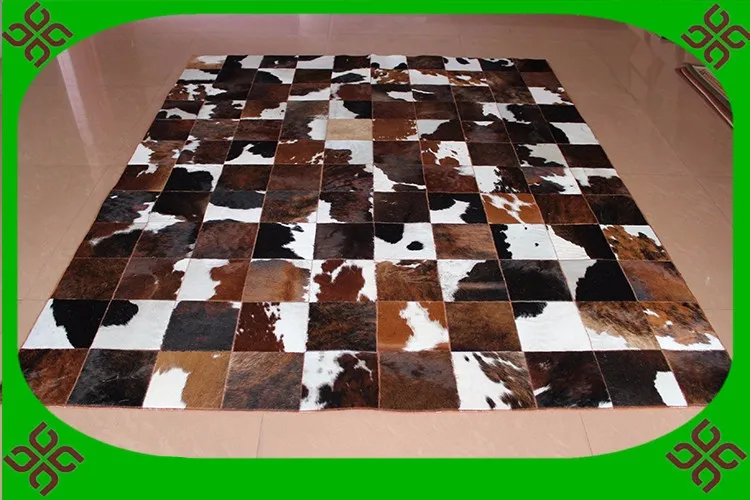 Fashionable art carpet 100% natural genuine cowhide leather carpets and rugs