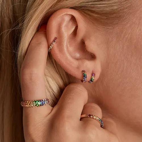 colorful rainbow hoop earring Small mini hoops earring for women simple classic fashion jewelry
colorful rainbow hoop earring Small mini hoops earring for women simple classic fashion jewelry