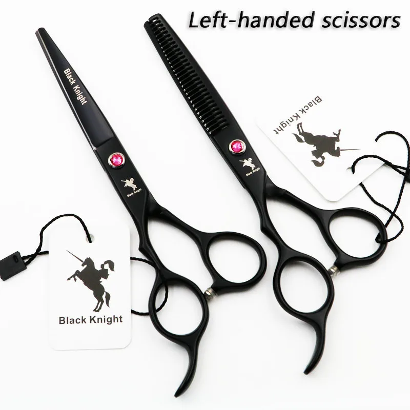 

6 Inch Black Knight Professional Hair Scissors Left Handed Scissors Barber sets Shears Hairdressing Salon Tools Black style