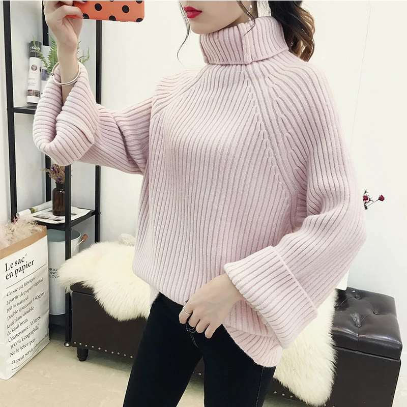 Korean Fashion Women Sweater 2018 Autumn Winter Solid Color Pullover Turtleneck Flare Sleeve Casual Loose Knitted Sweater LQ402
Korean Fashion Women Sweater 2018 Autumn Winter Solid Color Pullover Turtleneck Flare Sleeve Casual Loose Knitted Sweater LQ402